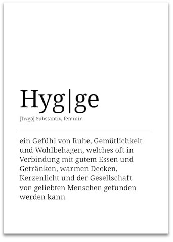 ARTFAVES® Poster Definition Hygge | Worterklärung Duden Lexikon Wanddeko Wandbild Spruch als Geschenk | ohne Rahmen | 30 x 40 cm