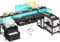 Coleshome 195x100 cm Corner Desk with Drawers, Reversible L Shaped Desk with LED lights & Power Outlet, Home Office Desks with Monitor Shelf, Large Computer Table with Storage Shelf, Black