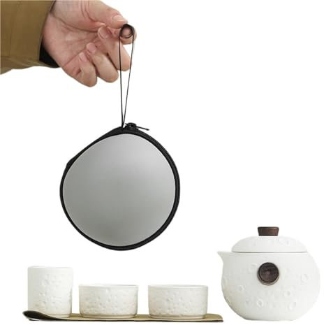 VVCPVDXCI Creative Happy Planet Travel Tea Set Kit Zen Universe 1 Pot 3 Cups Tea Maker Camping Outdoor Portable Handbag Supplies