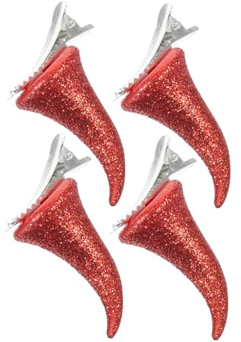 MUSISALY 4Stücke Glitter Teufelshorn Haarclip Halloween Haarklammer Headdress Kostüm Zubehör für Erwachsene und Junge Mädchen für Kostümpartys Cosplay und Fotografie