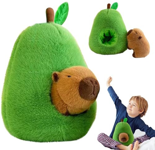 Huanmin Capybara Plüschtier 35cm Avocado Capy-bara Kuscheltier Groß, Abnehmbar Ca-py-bara Stofftier Avocado Puppen für Jungen Mädchen Kinder Geburtstags Geschenke Capybara Plüschfigur