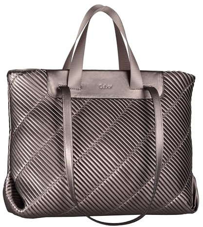 Gabor bags Finley Damen Shopper Umhängetasche Reißverschluss Mittelgroß Silber