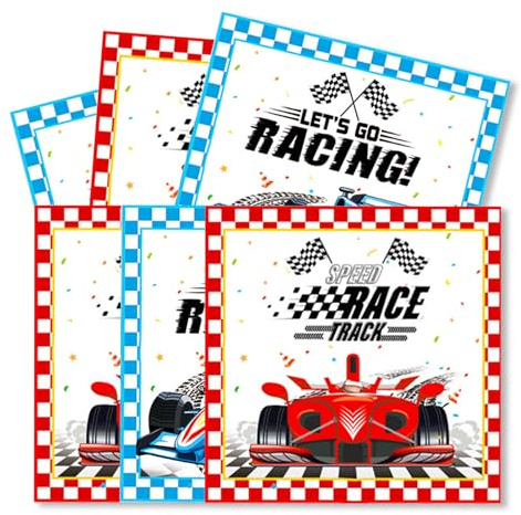 ParPix 20 Stück Racing Car Servietten, 33x33cm Rennwagen Geburtstagsparty Papierservietten, Hot Whels Geburtstag Deko Serviettens, Rennauto Geburtstag Servietten, Cars Geburtstagsdeko Serviettens