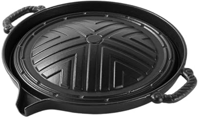 Gusseisen-Bratpfanne, antihaftbeschichtete Grillpfanne – robuste Gusseisen-Bratpfanne – Grillen von Fleischtopf, Hot Pot Cooker | Antihaft-Grillplatte, Bambus-Kuppel-Grillplatte, 27,9 cm Bratplatte