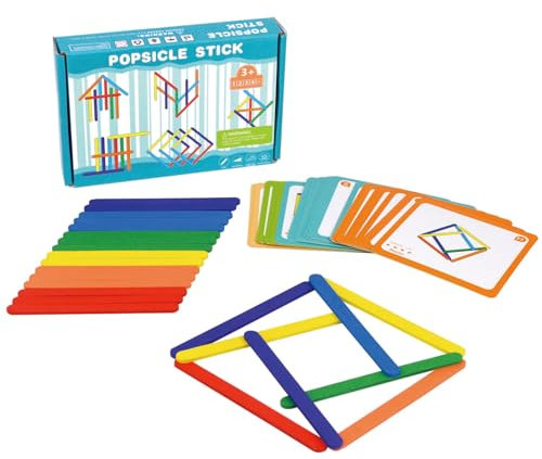 Dr. MUYA® Montessori Spielzeug 3 4 5 Jahre, Tangram Kinder, Eisstiele, Lernspiele ab 3 Jahre, Kinderspielzeug ab 3 Jahre, Holzspielzeug, Geschenk für 3–5 Jahre Kinder Junge Mädchen