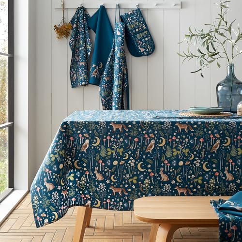 Catherine Lansfield Enchanted Twilight Animals 137x229cm Table Cloth Navy