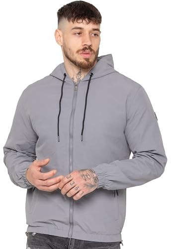 989Zé ENZO Mens Jacket Lightweight Water Resistant Full Zip Casual Coat with Hood and Pockets