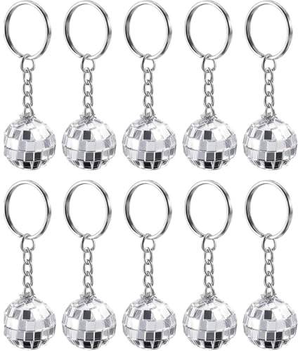 KEQAR 10-teiliges Disco-Ball-Schlüsselanhänger-Set, verspiegelte Kugeldekorationen, DIY-Schlüsselanhänger, Party-Geschenkset für Halloween, Weihnachten, Partys, Hochzeiten, Wohnkultur