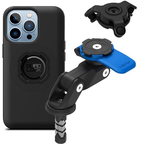 Quad Lock Fork Stem Motorcycle Phone Mount (V2) with MAG Phone Case and Vibration Dampener for iPhone 13 Pro