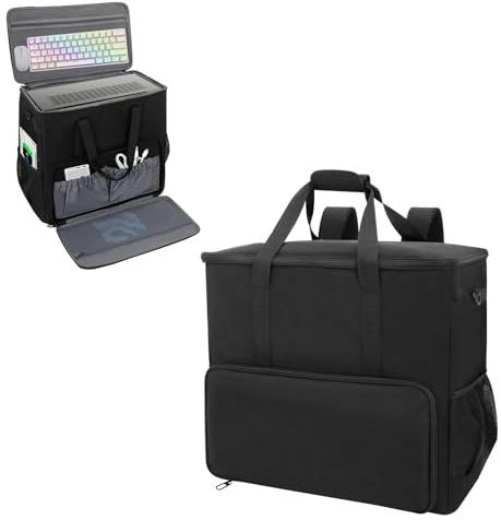 PC Tower Carrying Case Backpack, Gaming Computer Tower Travel Bag Compatible with ATX/Micro-ATX Desktop for Keyboard, Mouse and Accessories, Fits Up to 20.67″×10.23″×18.9″ (Bag Only)