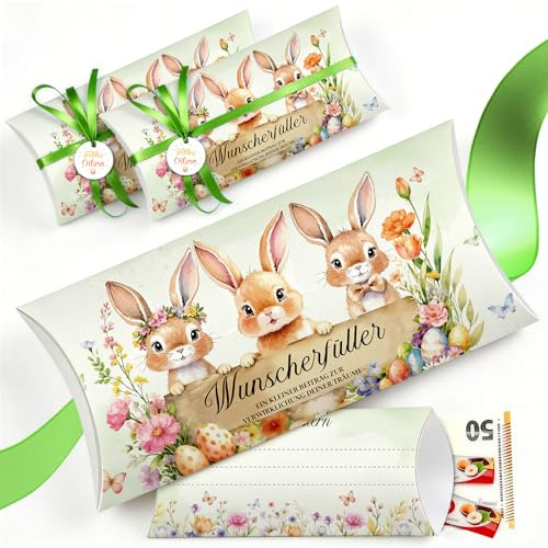 WenmthG 8 Stück Geldgeschenke Ostern Geschenkverpackung - Kleine Ostergeschenke für Kinder, Erwachsene - Gutschein OsternVerpackung mit Osterhase & Ostereier Motiv, Band und „Frohe Ostern“ Anhänger