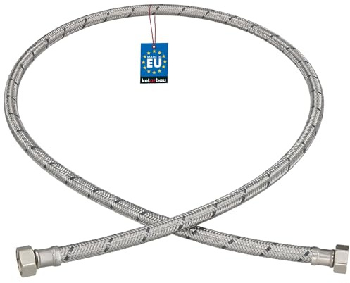 KOTARBAU® Flexschlauch 3/8“ x 3/8“, Wasserschlauch, Panzerschlauch 120 cm | Anschlussschlauch für Armatur, Schlauch Für Wasserhahn, Edelstahlummantelt, Silber