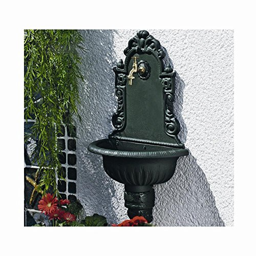 Puteus 15132-E Nostalgie-Wandbrunnen Grauguß, grün lackiert