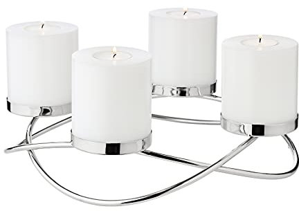 EDZARD Adventskranz Alva, Durchmesser 31 cm, Edelstahl, silberfarben, für Stumpenkerzen ø 8 cm