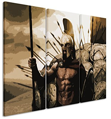Leinwandbild 3 teilig 300_Leonidas_3x90x40cm (Gesamt 120x90cm) _Ausführung schöner Kunstdruck auf echter Leinwand als Wandbild auf Keilrahmen