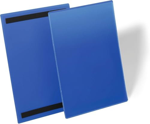 Durable 174407 Buste con Bande Magnetiche, A4 Verticale, Confezione da 50 Pezzi, Blu