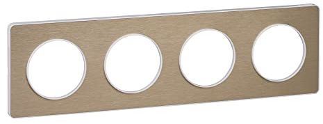 Schneider – Plaque Odace Touch Matière avec liseré Blanc Entraxe 71 mm – Odace Touch Matiere Lise Rebl – Bronze Brossé, 71 mm, 4, 57,54