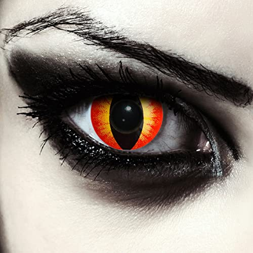 DESIGNLENSES, Farbige rote Katzenaugen Halloween Kostüm Kontaktlinsen, 1 Paar (2 Stück),weiche Drachen Farblinsen ohne Stärke, Red Dragon