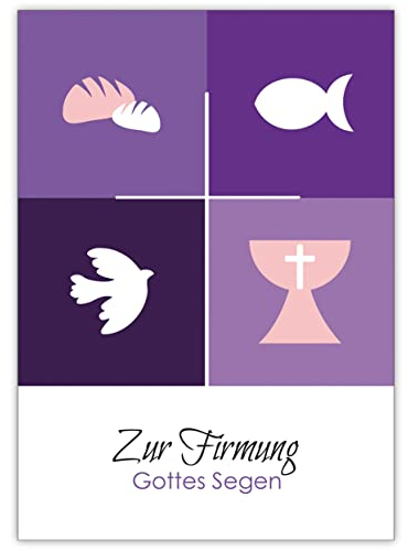 Kartenkaufrausch Im 5er Set: Klassisch moderne Firmungs Glückwunschkarte mit christlichen Symbolen: Zur Firmung Gottes Segen