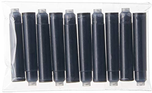 Xezo Black Ink Cartridges for Fountain Pens, Standard International/European Size. Pack of 10.