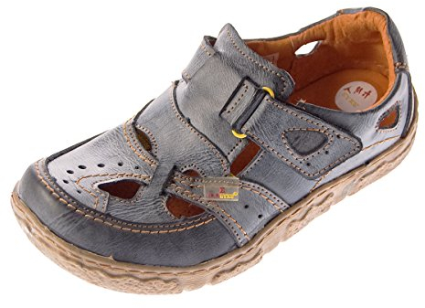 TMA Damen Comfort Leder Sandaletten 7008 Schuhe Schwarz-Grau Halbschuhe Sandalen Gr. 36