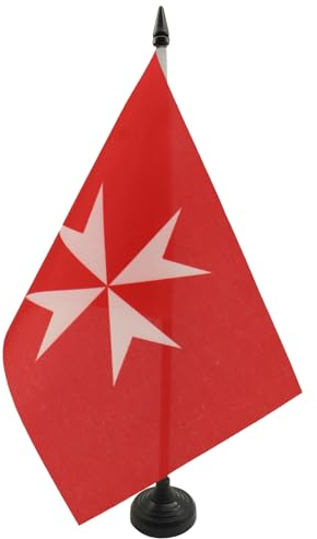 AZ FLAG - Tischflagge Geschichte Des Johanniterordens Tätigkeit - 21x14 cm - Malta Orden Tischfahne 14 x 21 Cm - Flaggen