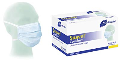 Meditrade 80-400 Suavel Comfort Die Bewährte OP-Maske zum Binden, 3 Lagig, Blau (50-er pack)