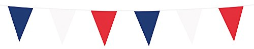 PARTY DISCOUNT Wimpelkette, 10 m, 3-farbig, rot-weiß-blau
