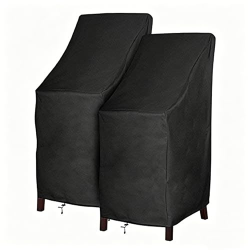 RosieLily Patio Chair Covers Wasserdicht Langlebig Outdoor Barhocker Abdeckung Premium Treppen Abdeckung Stapelbare Stühle Abdeckung Schwarz Dickes Oxford Tuch (L27,5 x T27,5 x H49,5 cm, 2 Stück)