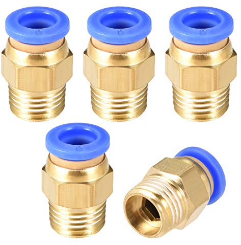 sourcing map Straight Pneumatic Push to Quick Connect Fittings 1/4 G Male x 8mm Tube OD 5pcs