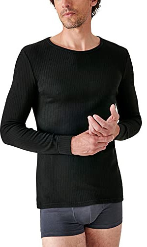Damart - T-Shirt Thermolactyl Col Rond, Côtes Molletonnées, Homme, Noir, Taille S, Manches Longues