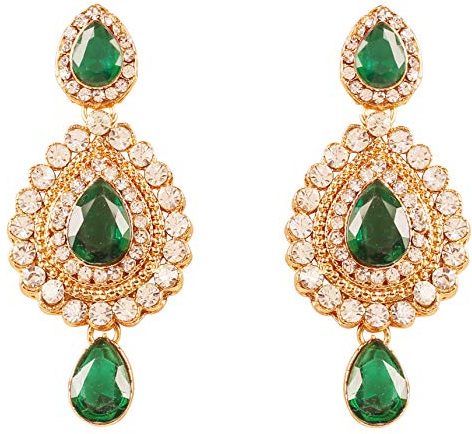 Touchstone - Boucles d'oreilles style indien de Bollywood, bijoux en cristal au ton or antique à motif de poisson courbé, pour femme
