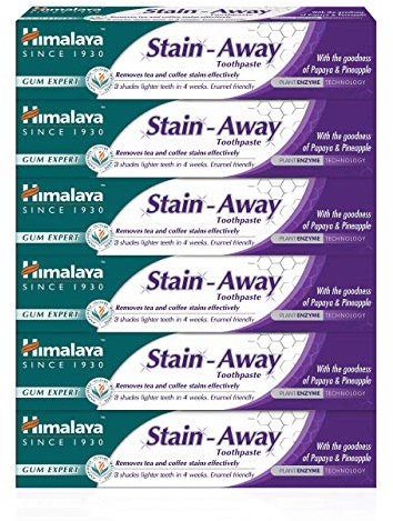 Himalaya Herbals Enamel Friendly Stain-Away Toothpaste | Protects Enamel, Removes Tea,Coffee Stains and Plague | Fights Germs, Multi-Action Toothpaste - 75ml (Pack of 6)