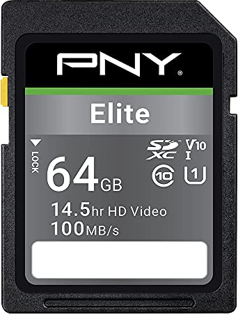 PNY Elite SDXC Card 64GB Class 10 UHS-I U1 100MB/s