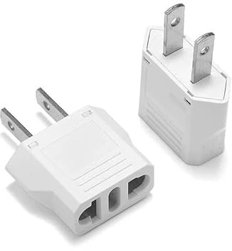CABLEPELADO Adaptateur de prise européenne vers prise US | Adaptateur de courant européen vers américain | Prise de voyage | 6 A 125 V | 10 A 250 V | Blanc | 1 unité