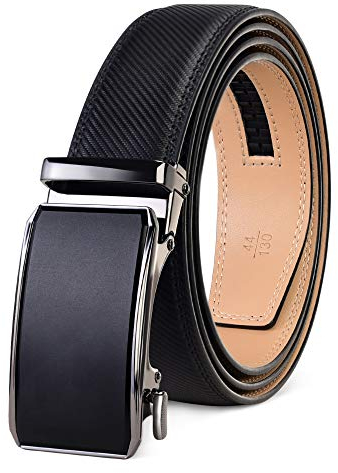 PlusZis 28-60 Herren Ledergürtel mit Ratsche, groß und schlank mit automatischer Schnalle