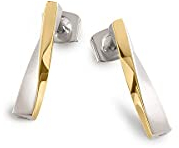 Boccia Ohrstecker in runder Form aus teilweise goldplattiertem Reintitan, in der Farbe: Silber, Maße: Länge: 13 mm, Höhe: 16 mm, 05035-03
