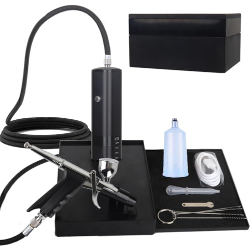 I-BEAUTEE high Pressure Airbrush Kit, Rechargeable Cordless Airbrush Compressor, Single Action Handheld Airbrush Gun, Mini Airbrush Set Portable Air Brush for Barber, Nail Art, Makeup, Model Painting