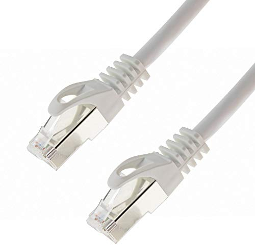 SeKi Netzwerkkabel S/FTP PIMF Cat. 7 0,50 Meter Weiss Patchkabel Gigabit Ethernet LAN DSL CAT7 Kabel