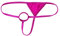 FEESHOW String Ficelle Homme G-String sous-vêtements Erotique Tanga T-Back Slip Ficelle Ouvert Poche Pénis Trou Plaisir Bikini avec Perles Bas de Maillot de Bain Underwear Rose Vif OneSize