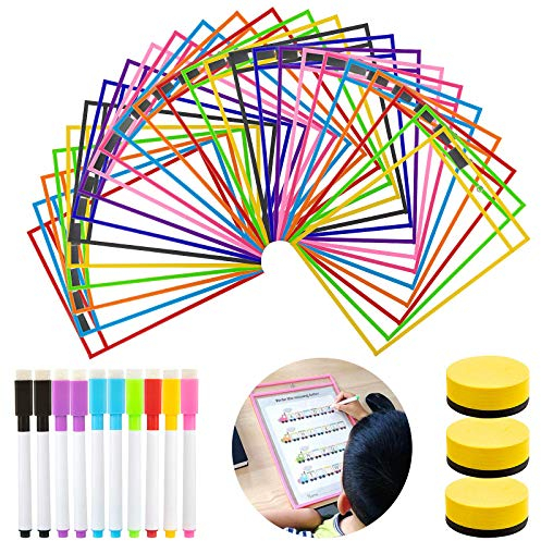 Dry Erase Taschen, GuKKK 25 Stück Lern und Sammeltaschen, Wiederverwendbar Abwischbare durchsichtige Hüllen Schreibwaren, für Klassenzimmer, Home, oder Arbeit Erase Schreibwaren, 35.5×25.5 cm