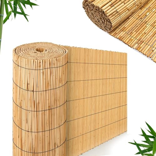 FB FunkyBuys Bamboo Reed Screening – Thick Natural Bamboo Reed Fencing– Garden Screening for Wind Protection– Fence Panels (2M x 3M)