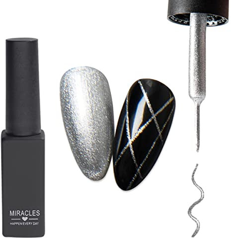 Silber Liner Pen Gel Nagellack Kit, Malerei Zeichnung UV Led Gelpoliermittel Set, Klassische DIY 3D Gel Nagellack Nagelgelpoliermittel, Stiftwerkzeug, Ziehlinie Stift für Nagelmaniküre