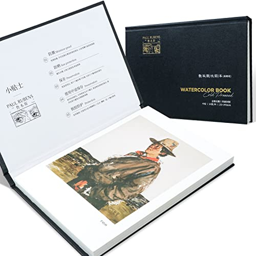 Paul Rubens Watercolour Paper Pad, High Absorption Watercolor Block, 100% Cotton & Acid-Free Cold Pressed Medium Grain Paper for Art and Mixed Media, 20 Sheets, 140lb/300gsm, Size 7.87’’ x 5.43’’