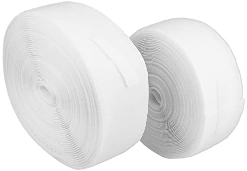 mumbi Klettband zum Nähen, Klett bestehend aus Haken und Flausch zum Aufnähen, Klettverschluss 50mm x 10 Meter, Weiß