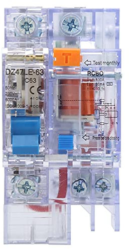 01 02 015 Disjoncteur Transparent, résistance à la Corrosion Disjoncteur de Fuite à la Terre Plastiques résistants aux Chocs pour Le ménage