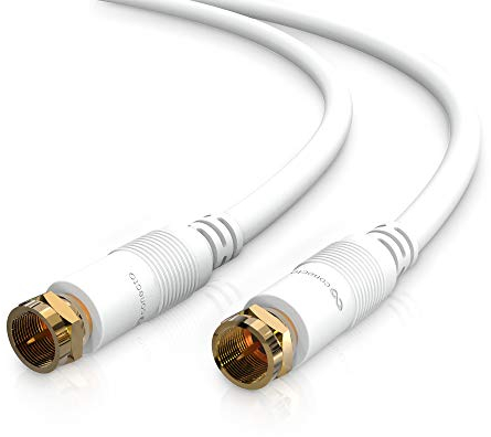 Conecto antena cable SAT cable coaxial cable satélite TV 1,50m doble blindado F-conector, para HDTV, receptor, satélite, internet, DAB, radio, blanco
