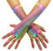 TACKTIMES Damen Fingerlose Handschuhe Armstulpen Regenbogen Bunt Farbe Netzhandschuhe Party Fasching Karneval 80er Jahre Zubehör Kostüme (Einheitsgröße, Bunt lang)