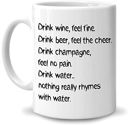 Hyturtle Regalos divertidos sarcásticos para los amantes del alcohol, vino, cerveza, cumpleaños, Navidad, bebida de vino, cerveza, taza de café de cerámica blanca de 325 ml para mujeres, hombres,