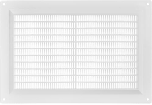 ECOPRO VENT 250 x 170 mm White Vent Cover – Louvered Plastic Air Vent Cover with Mesh – HVAC Return Air Vent Cover for Wall, Ceiling, Shed Vents – Air Supply and Exhaust Ventilation Grilles for Indoor